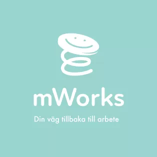 mWorks logga med texten, mWorks-ditt stöd tillbaka till arbete